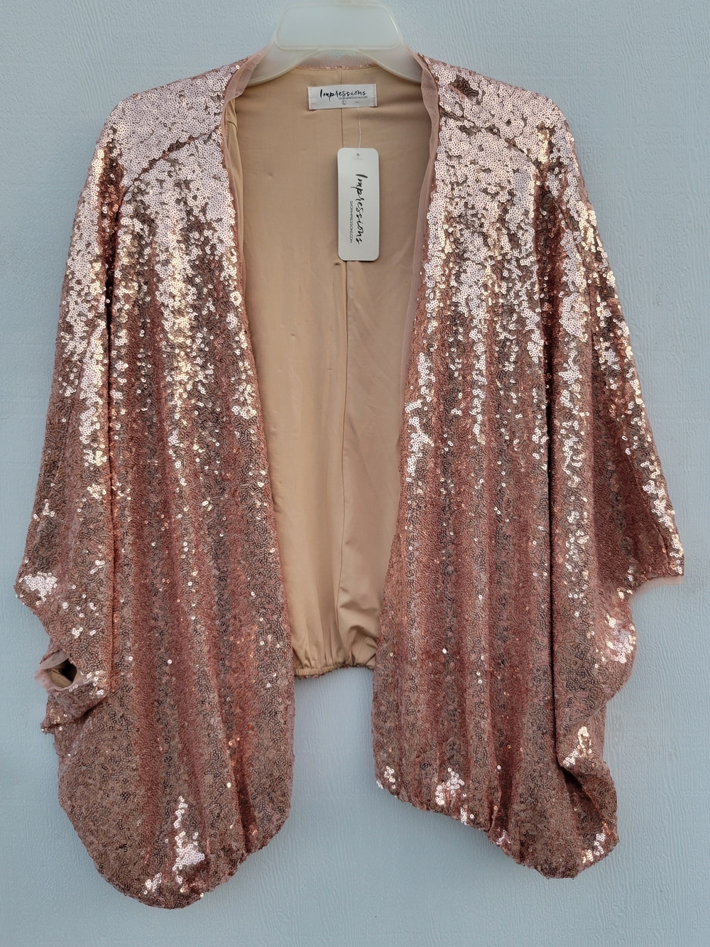 Impressions Rose Gold Sequin Draped Cape